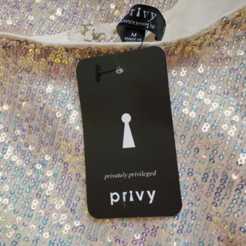 Privy One Shoulder Cut Out Sequin Mini Dress M - Picture 4 of 9